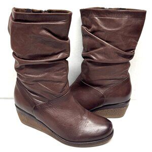 MIZ MOOZ BUTTER LEATHER BOOTS SIDE FULL ZIP BROWN 37EU / 7US # Z-48